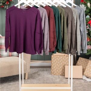 ANDREE BY UNIT Cozy Crew Neck Plum Sweater